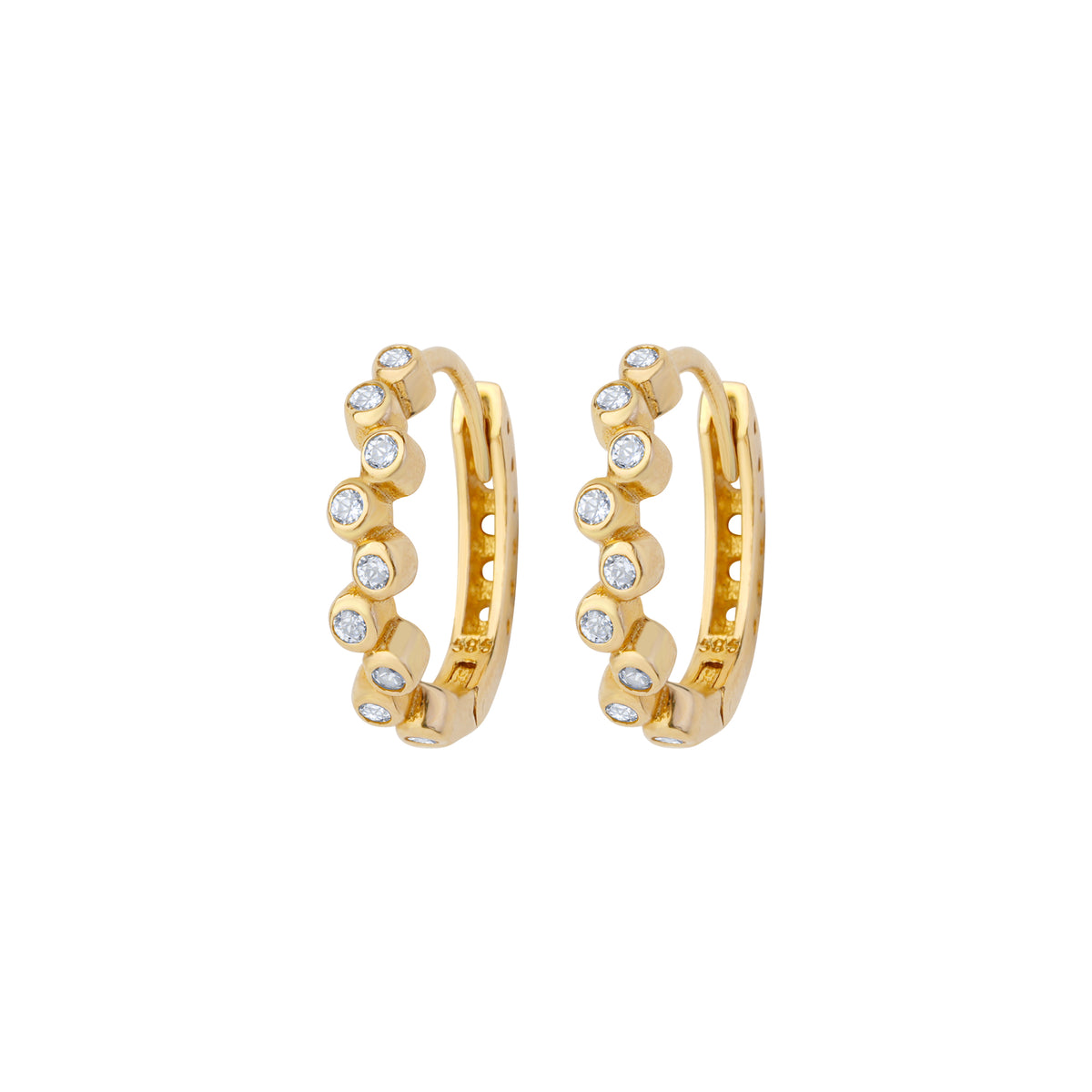 Asymmetric Hoop Earrings 14K Solid Gold