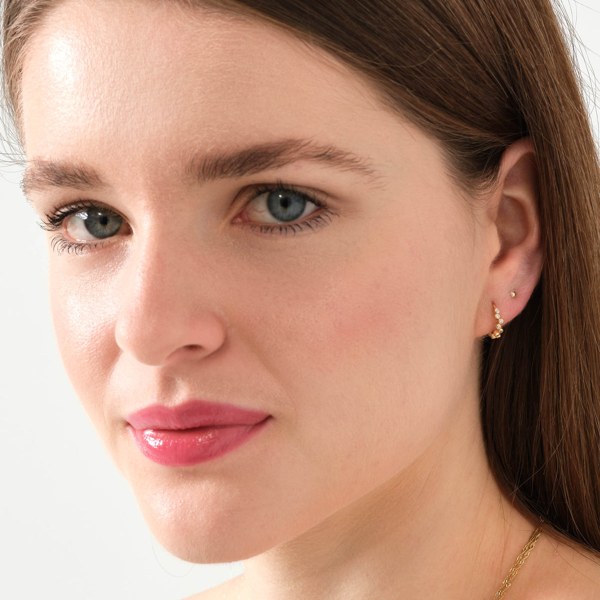 Asymmetric Hoop Earrings 14K Solid Gold