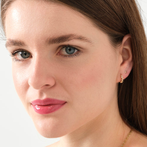 Asymmetric Hoop Earrings 14K Solid Gold
