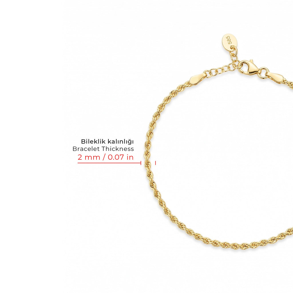 Thin Flow Chain Gold Bracelet Solid Gold