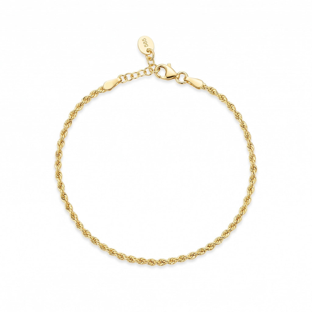 Thin Flow Chain Gold Bracelet Solid Gold