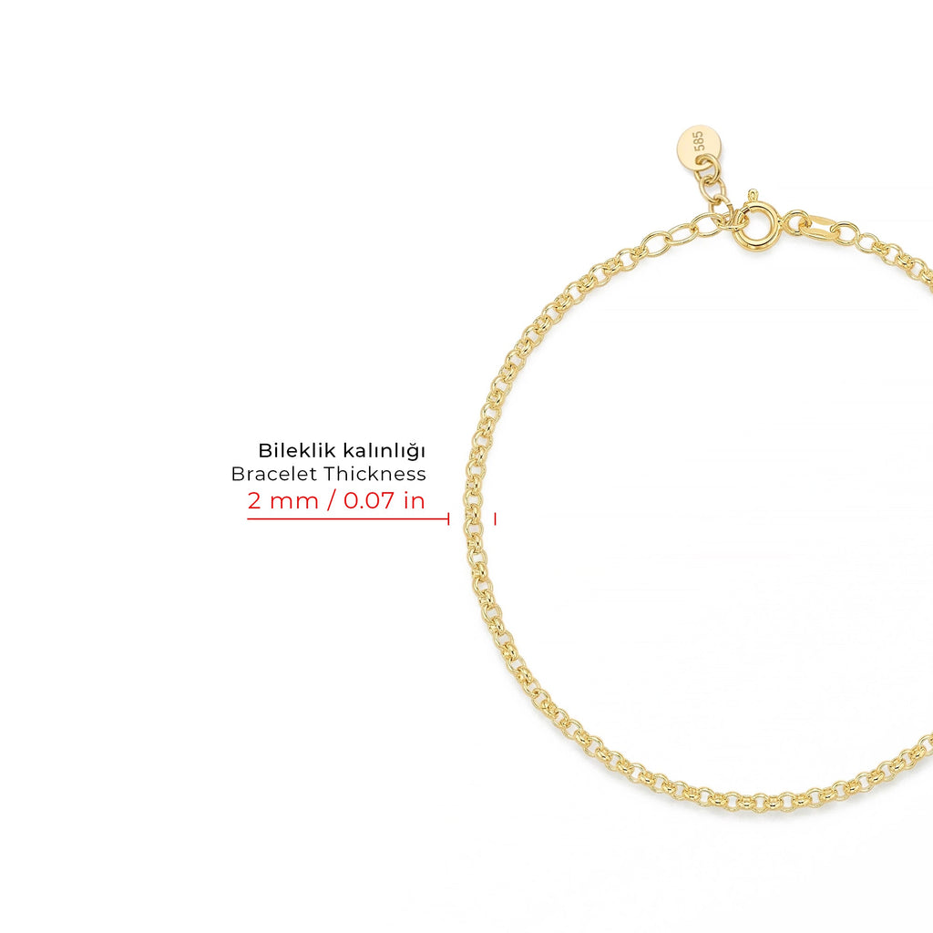 Thin Loop Chain Gold Bracelet Solid Gold