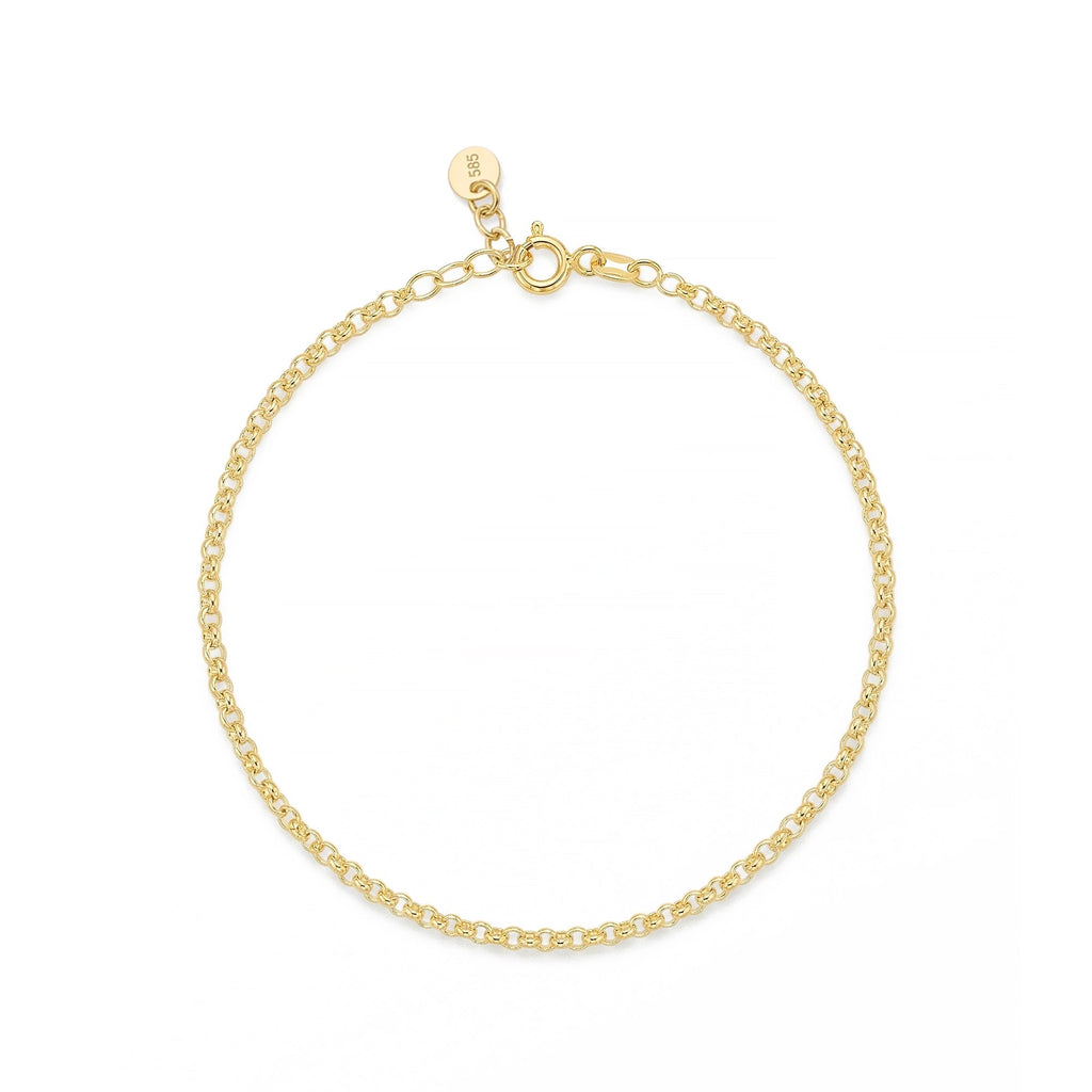Thin Loop Chain Gold Bracelet Solid Gold