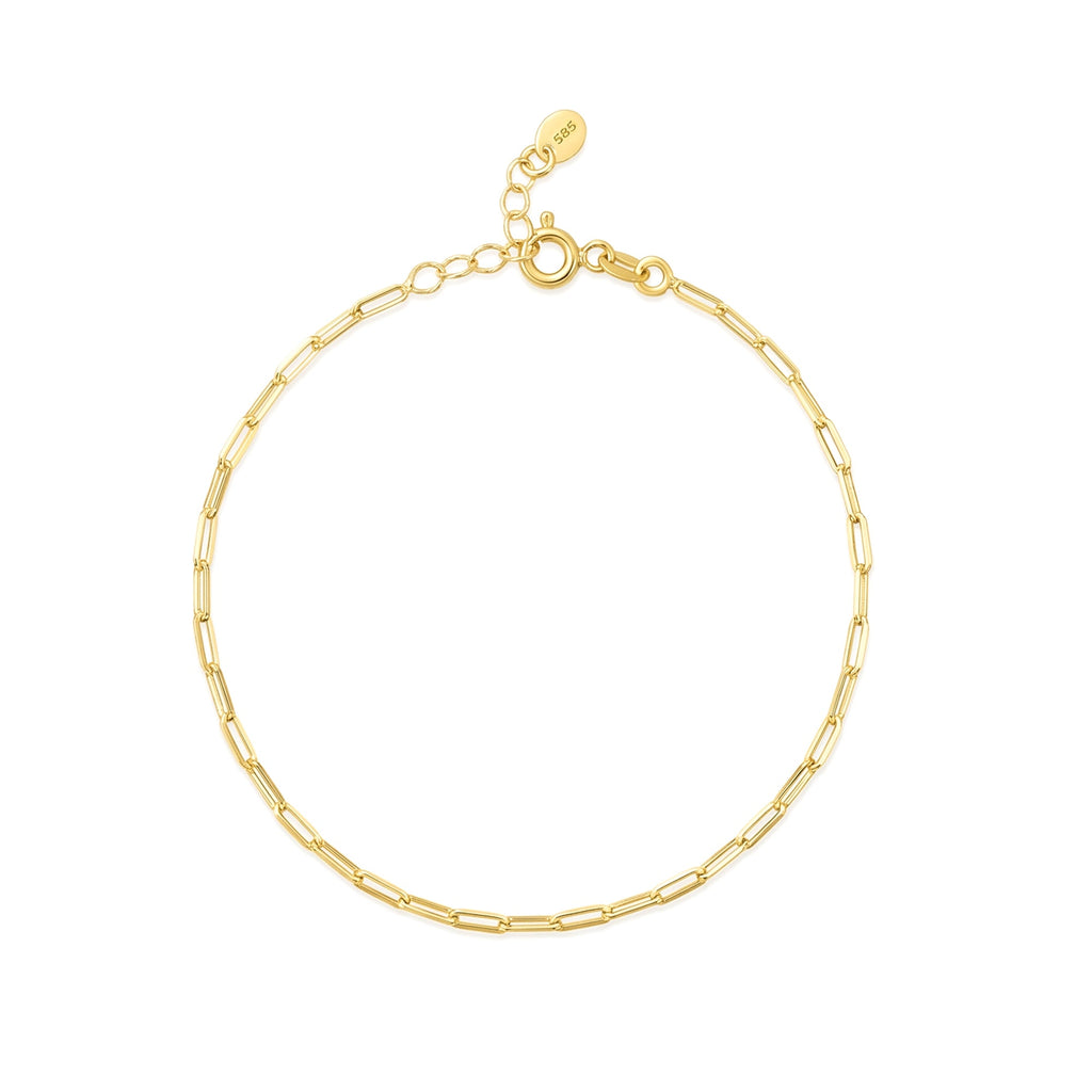 Thin Crushed Chain Gold Bracelet Solid Gold