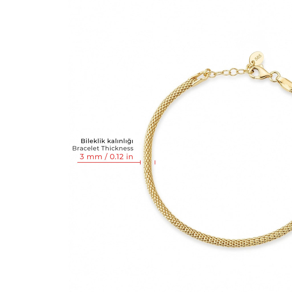 Popcorn Chain Gold Bracelet Solid Gold