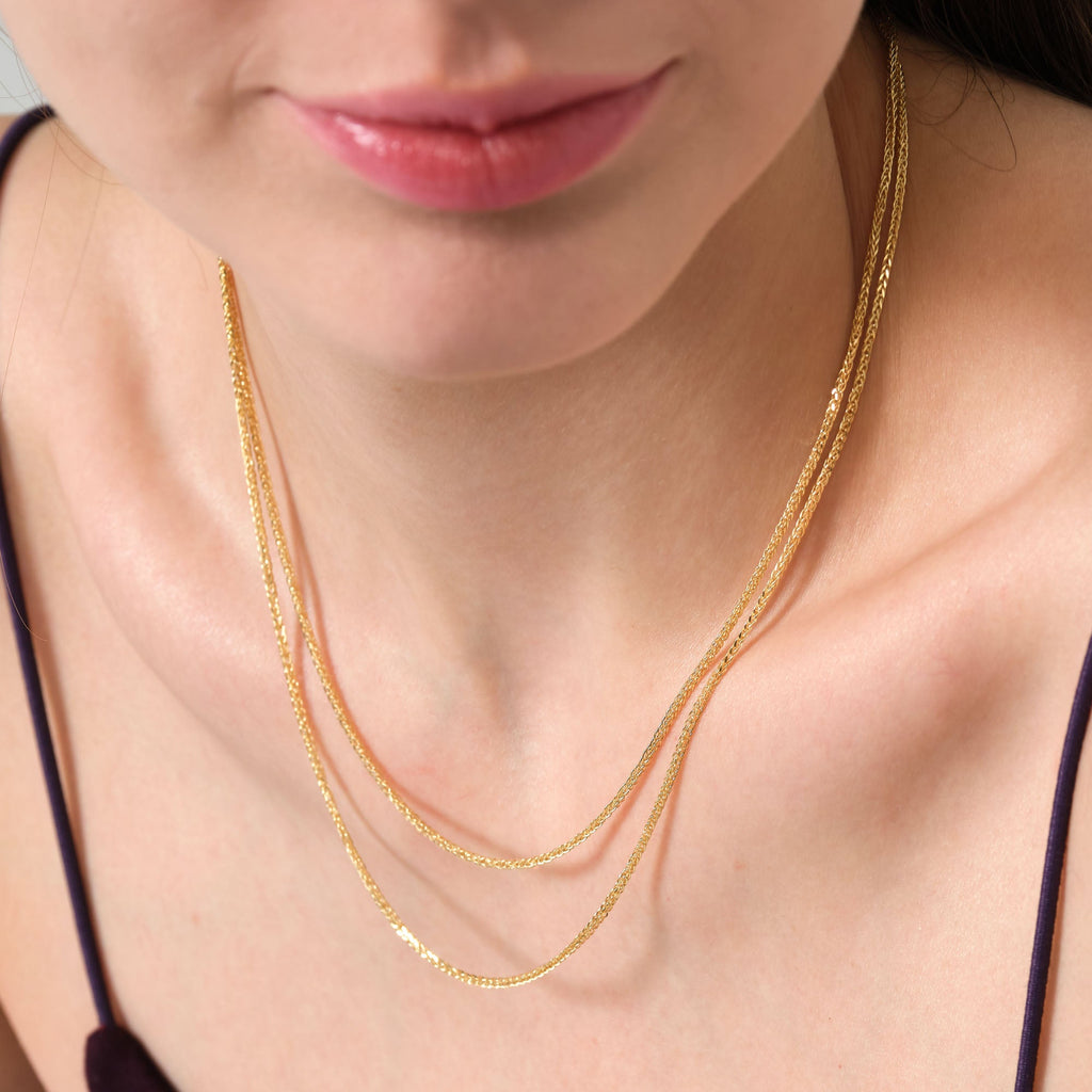 Wheat Chain Necklace Solid Gold