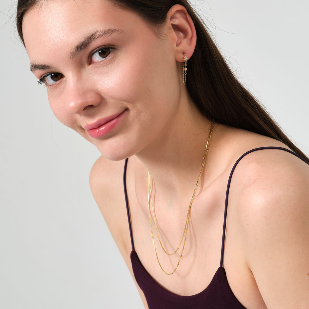 Cube Chain Necklace Solid Gold