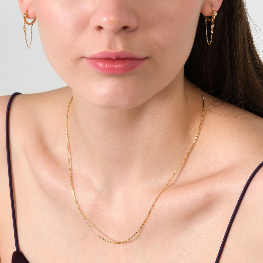 Cube Chain Necklace Solid Gold