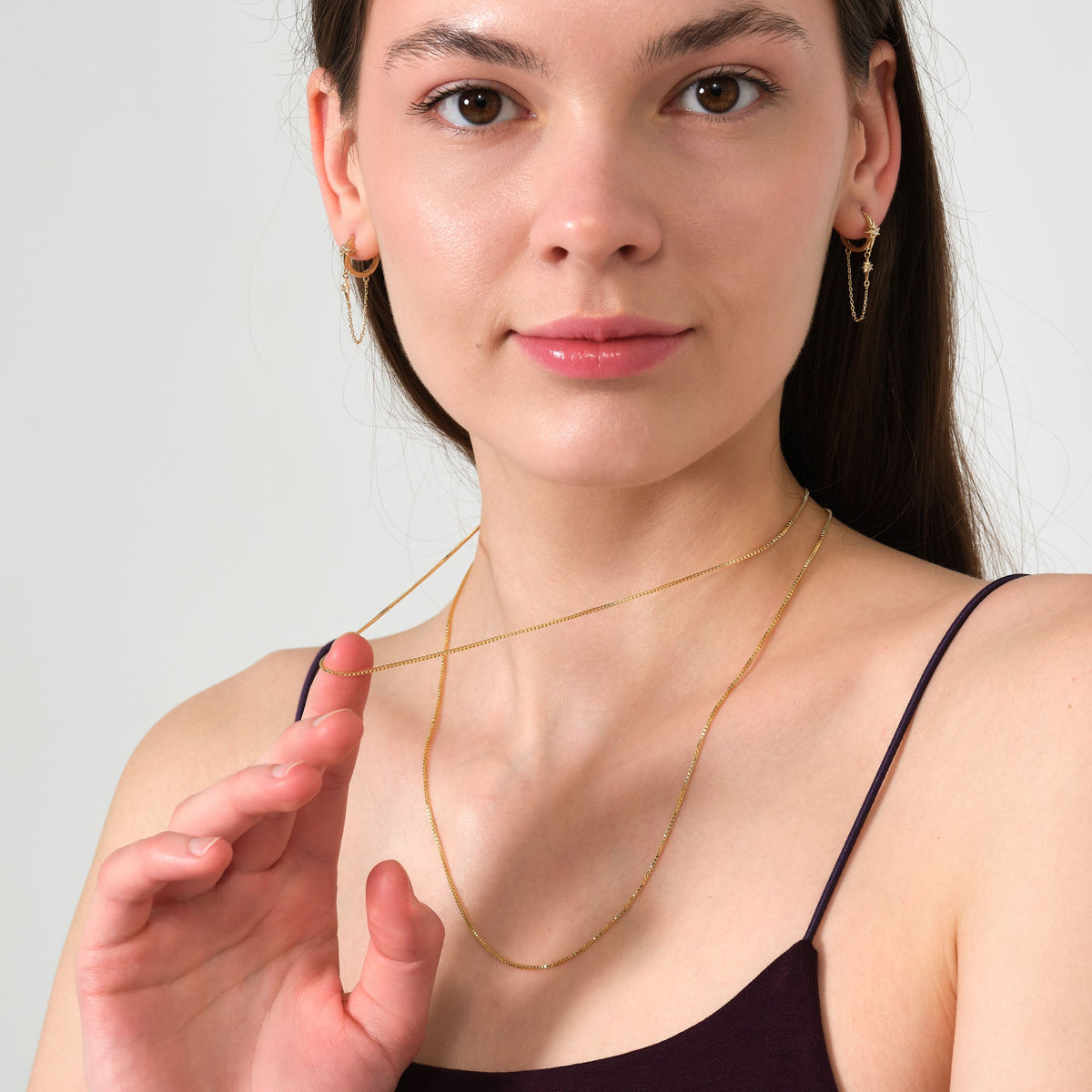 Cube Chain Necklace Solid Gold