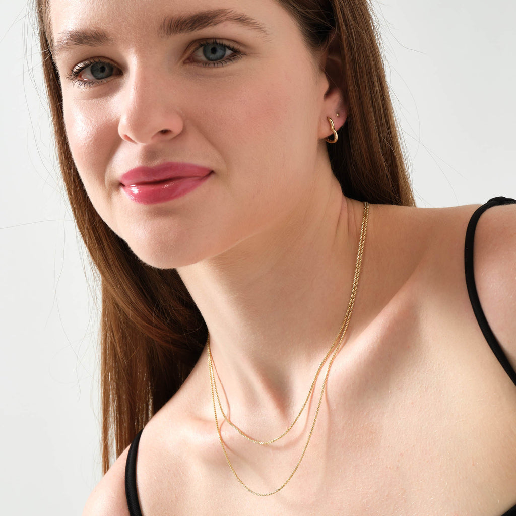 Diamond Cut Cube Chain Necklace Solid Gold