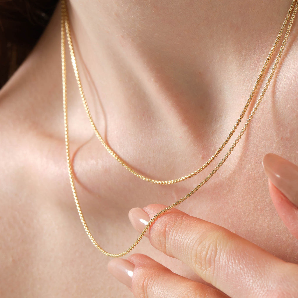 Diamond Cut Cube Chain Necklace Solid Gold