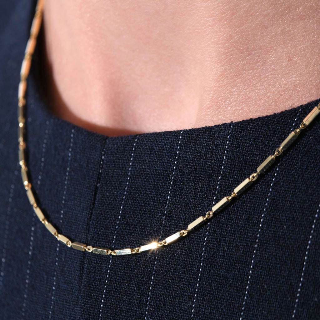 Bar Chain Necklace Solid Gold
