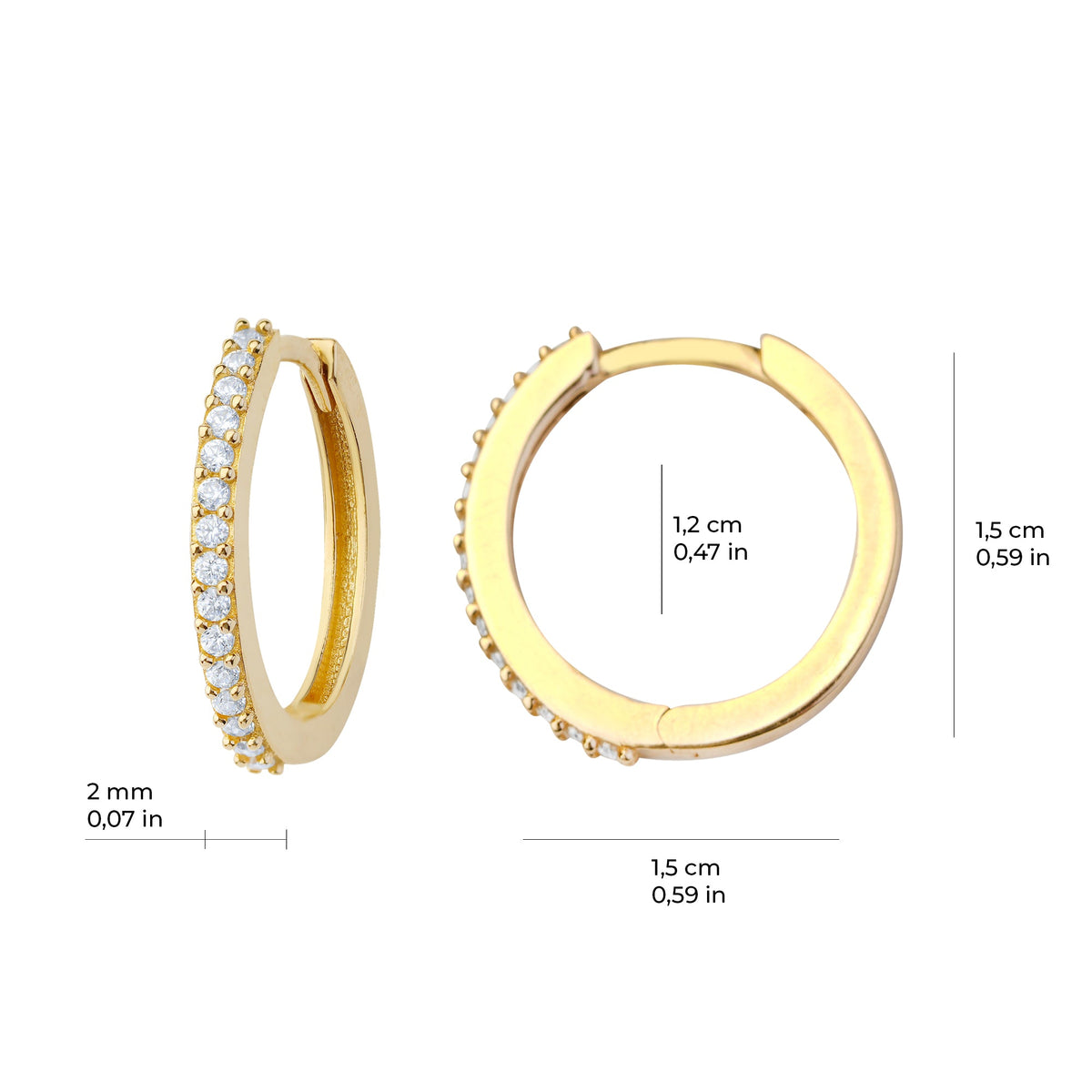 Hoop Earrings 14K Solid Gold