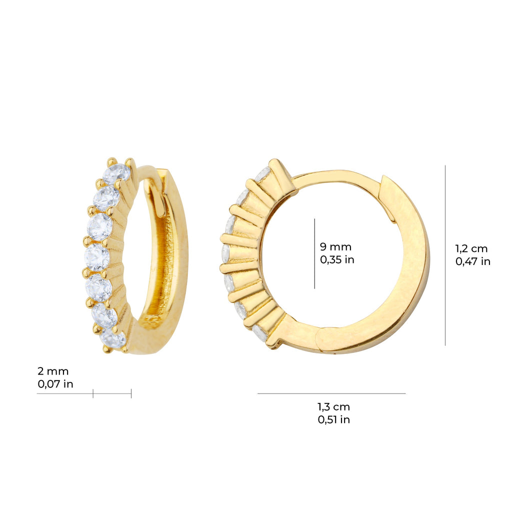 Pavé Hoop Earrings 14K Solid Gold