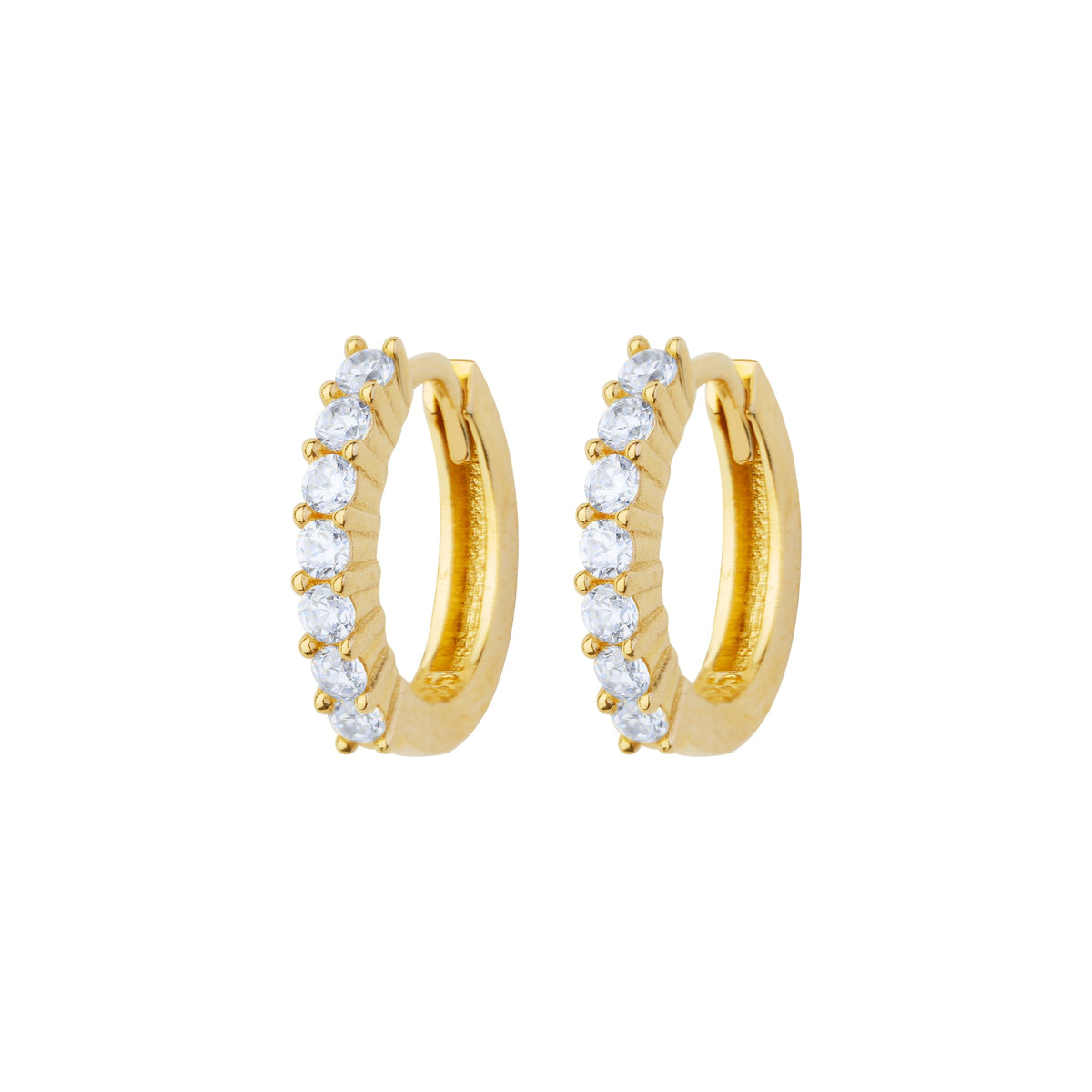 Pavé Hoop Earrings 14K Solid Gold