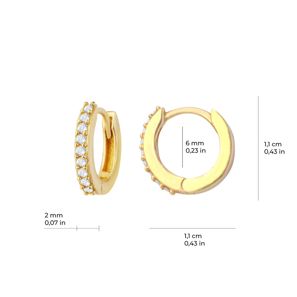 Tiny Pavé Hoop Earrings 14K Solid Gold
