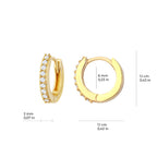Tiny Pavé Hoop Earrings 14K Solid Gold