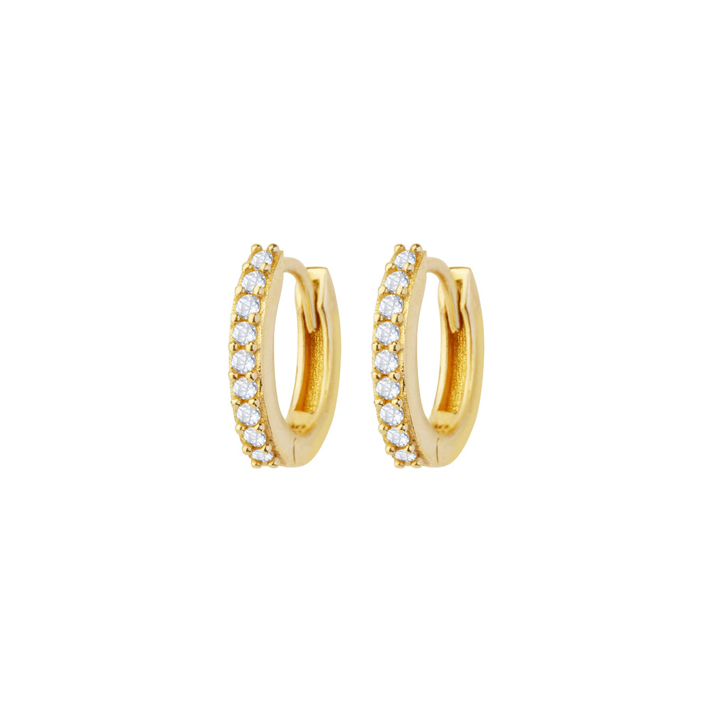 Tiny Pavé Hoop Earrings 14K Solid Gold