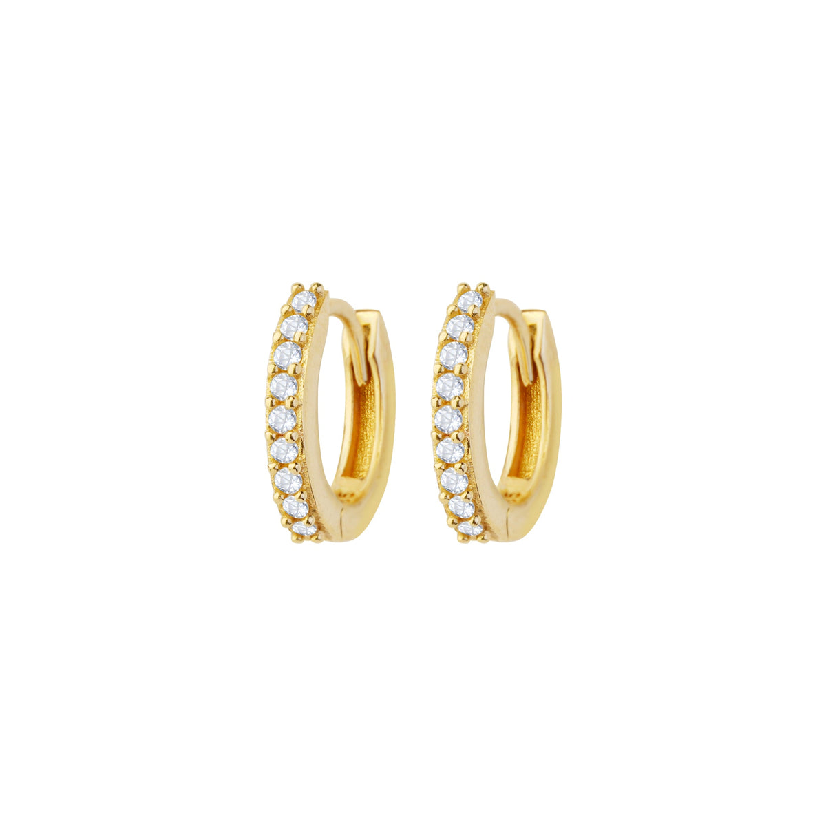 Tiny Pavé Hoop Earrings 14K Solid Gold
