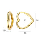 Heart Hoop Earrings 14K Solid Gold