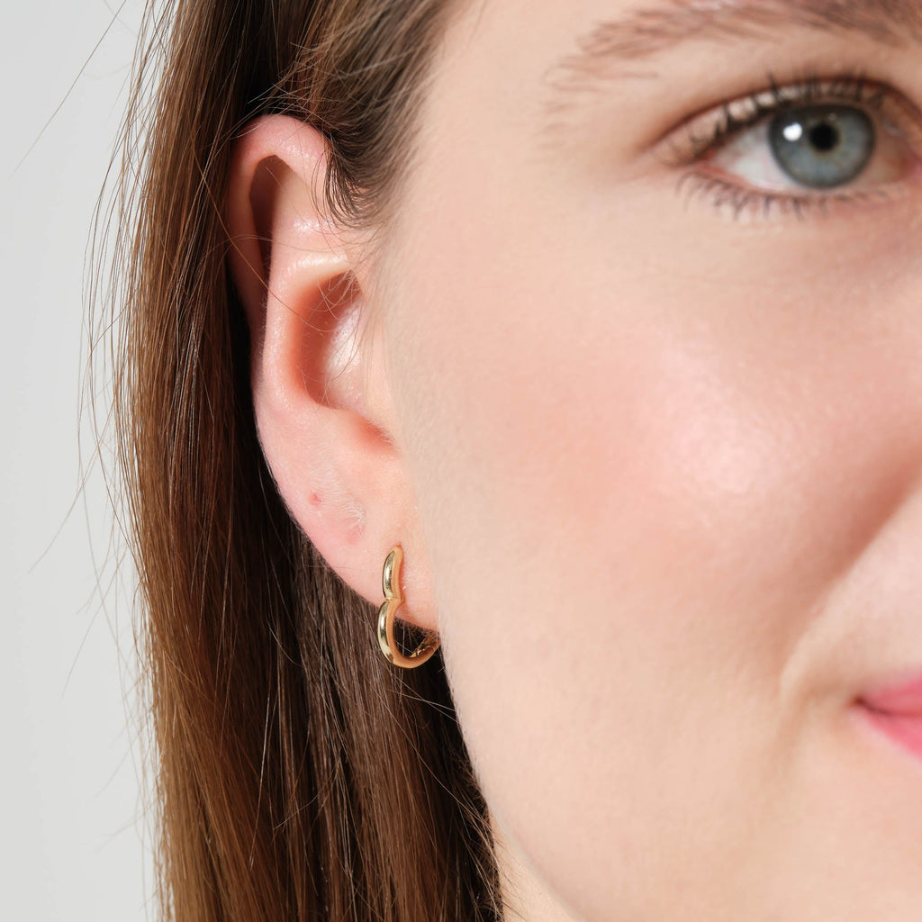 Heart Hoop Earrings 14K Solid Gold