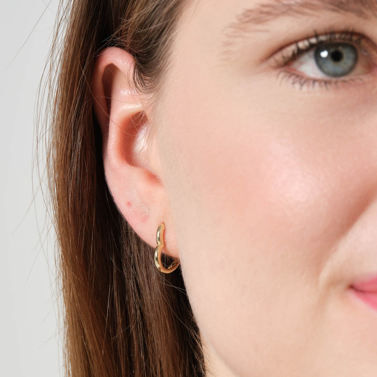 Heart Hoop Earrings 14K Solid Gold