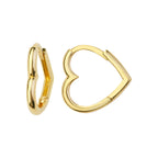 Heart Hoop Earrings 14K Solid Gold