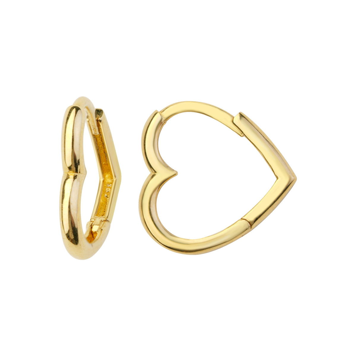 Heart Hoop Earrings 14K Solid Gold
