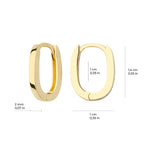 Plain Oval Hoop Earrings 14K Solid Gold