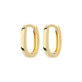 Plain Oval Hoop Earrings 14K Solid Gold
