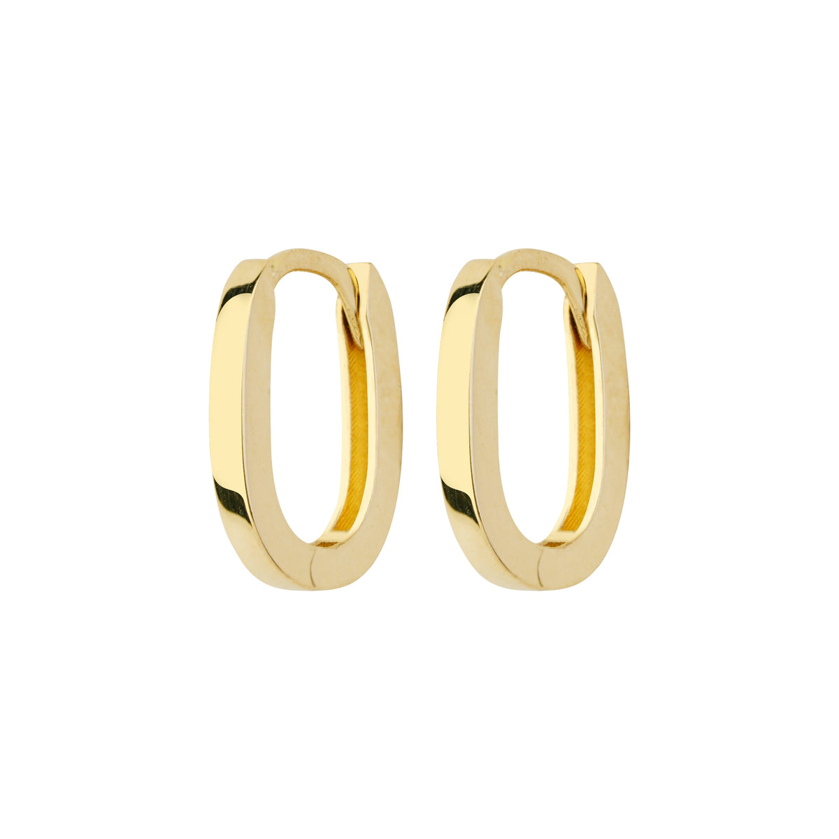 Plain Oval Hoop Earrings 14K Solid Gold