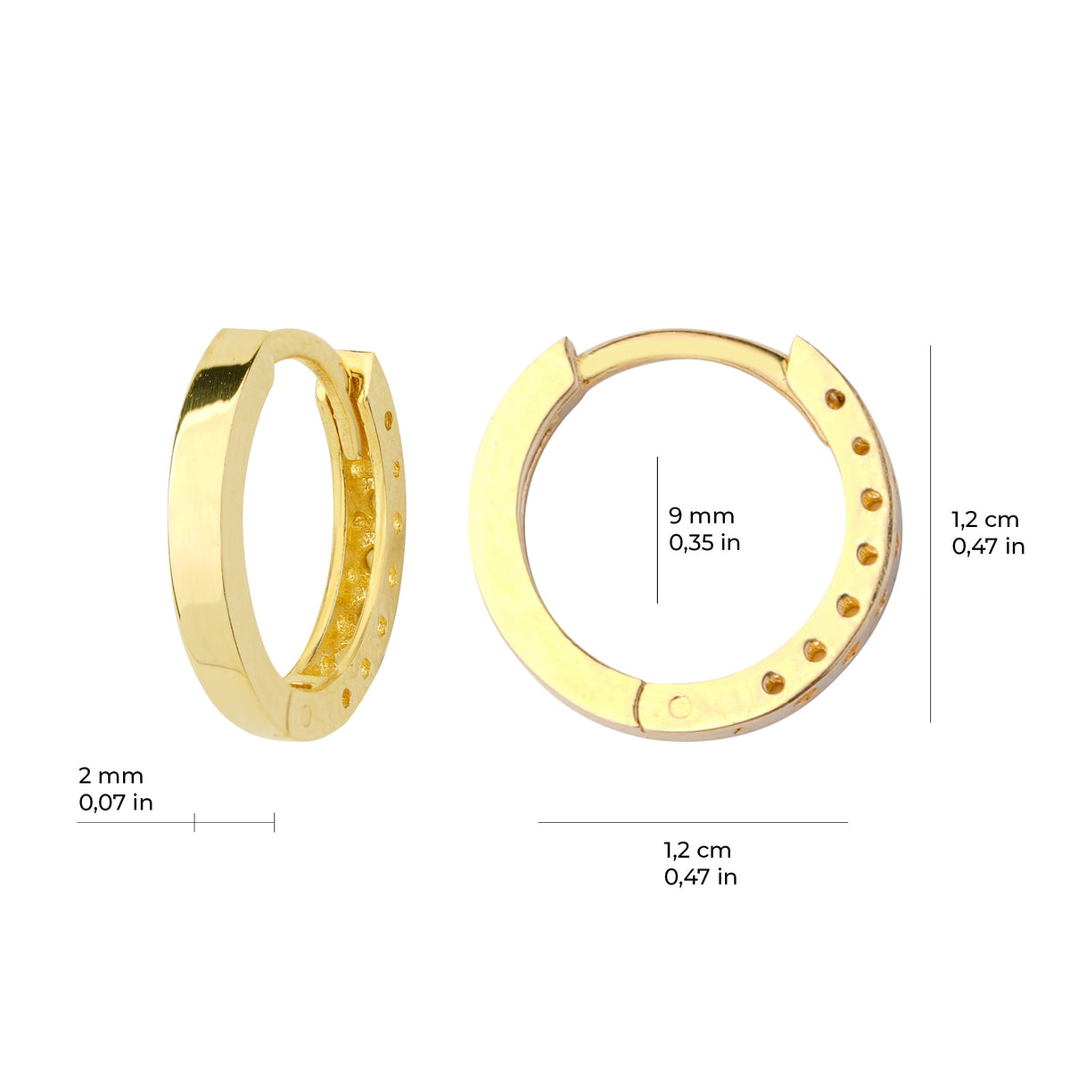 Plain Hoop Earrings 14K Solid Gold