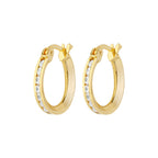 Pavé Fluted Hoop Earrings 14K Solid Gold