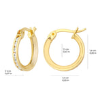 Pavé Fluted Hoop Earrings 14K Solid Gold