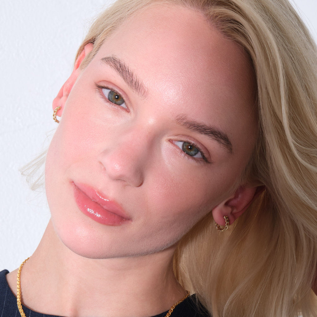 Link Hoop Earrings 14K Solid Gold