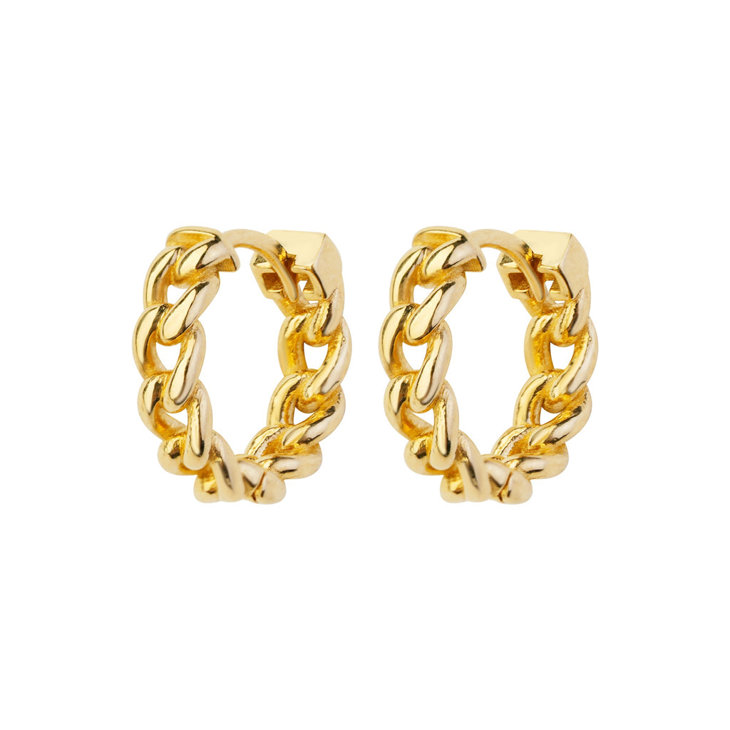 Link Hoop Earrings 14K Solid Gold