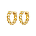 Link Hoop Earrings 14K Solid Gold