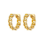 Link Hoop Earrings 14K Solid Gold