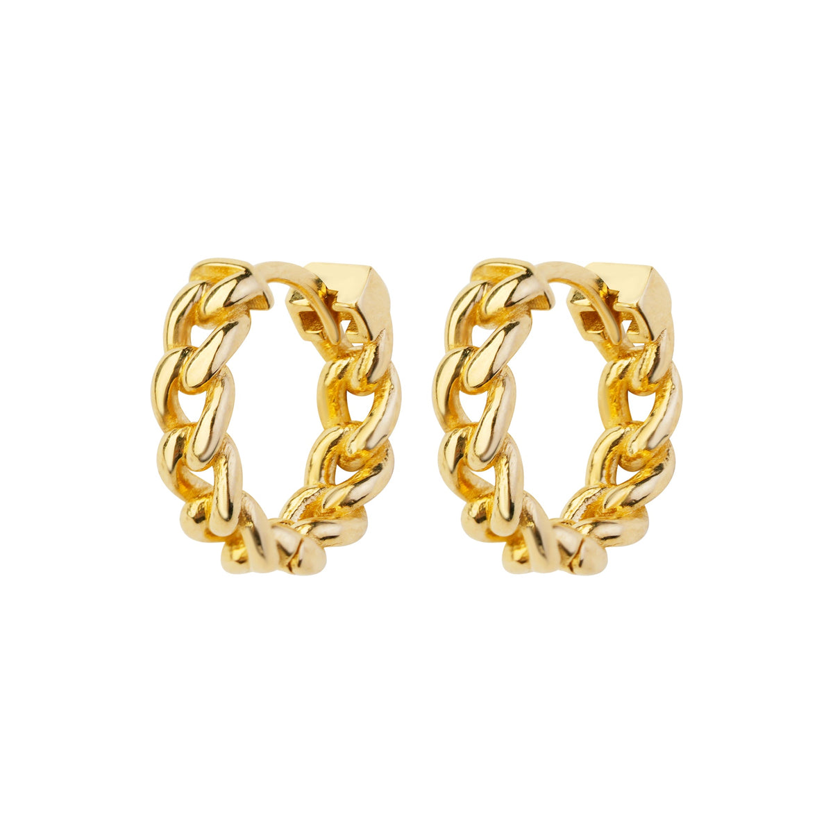 Link Hoop Earrings 14K Solid Gold