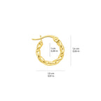 Wavy Twisted Hoop Earrings 14K Solid Gold
