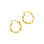 Wavy Twisted Hoop Earrings 14K Solid Gold