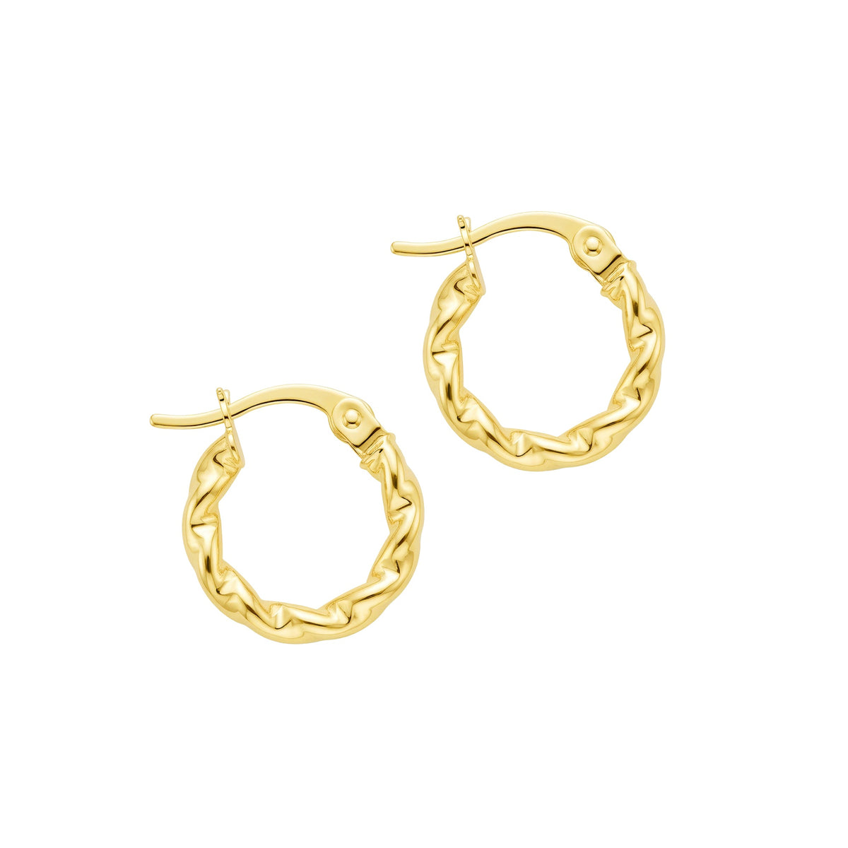 Wavy Twisted Hoop Earrings 14K Solid Gold