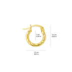 Diamond Cut Twisted Hoop Earrings 14K Solid Gold