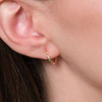 Diamond Cut Twisted Hoop Earrings 14K Solid Gold