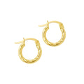 Diamond Cut Twisted Hoop Earrings 14K Solid Gold
