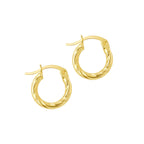 Diamond Cut Twisted Hoop Earrings 14K Solid Gold