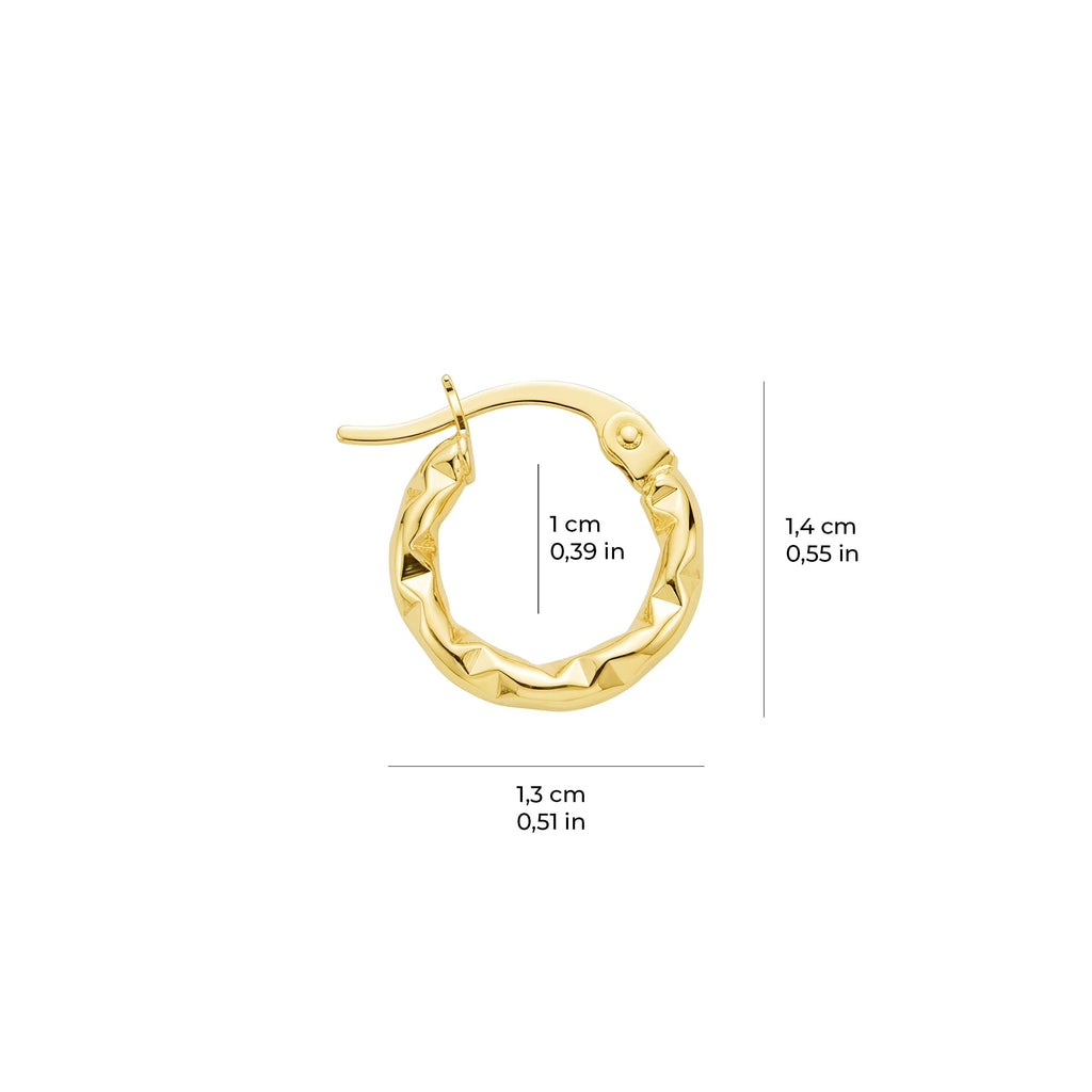 Prism Cut Hoop Earrings 14K Solid Gold