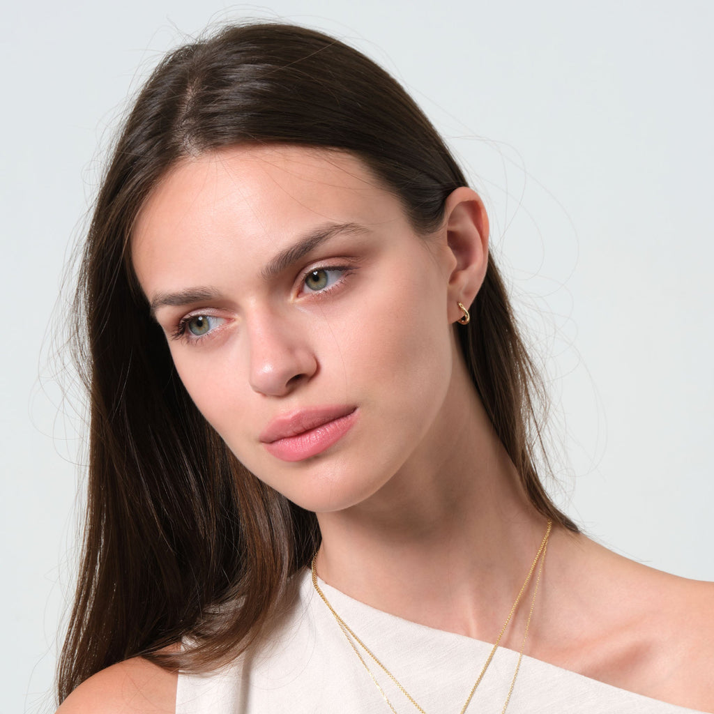 Prism Cut Hoop Earrings 14K Solid Gold