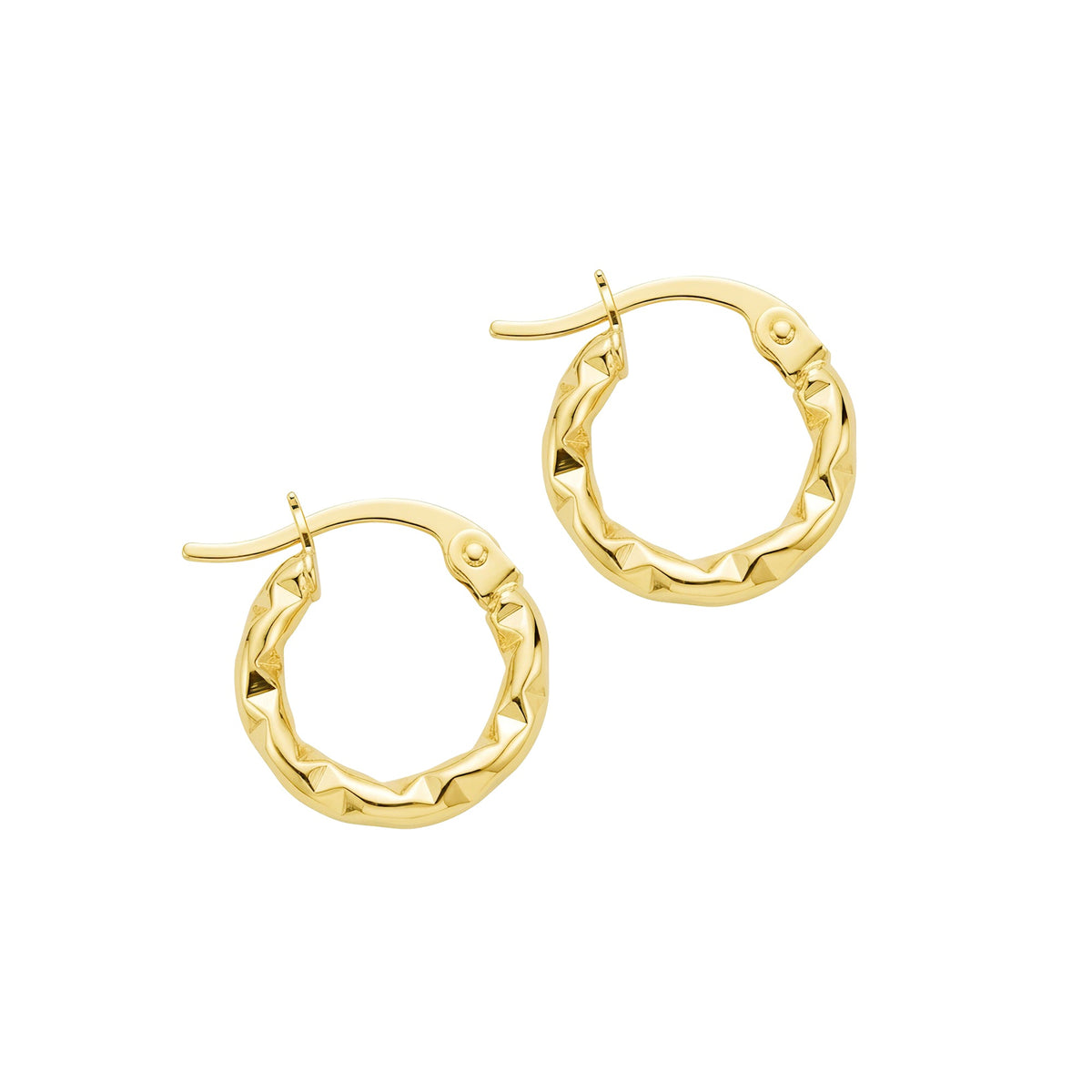 Prism Cut Hoop Earrings 14K Solid Gold