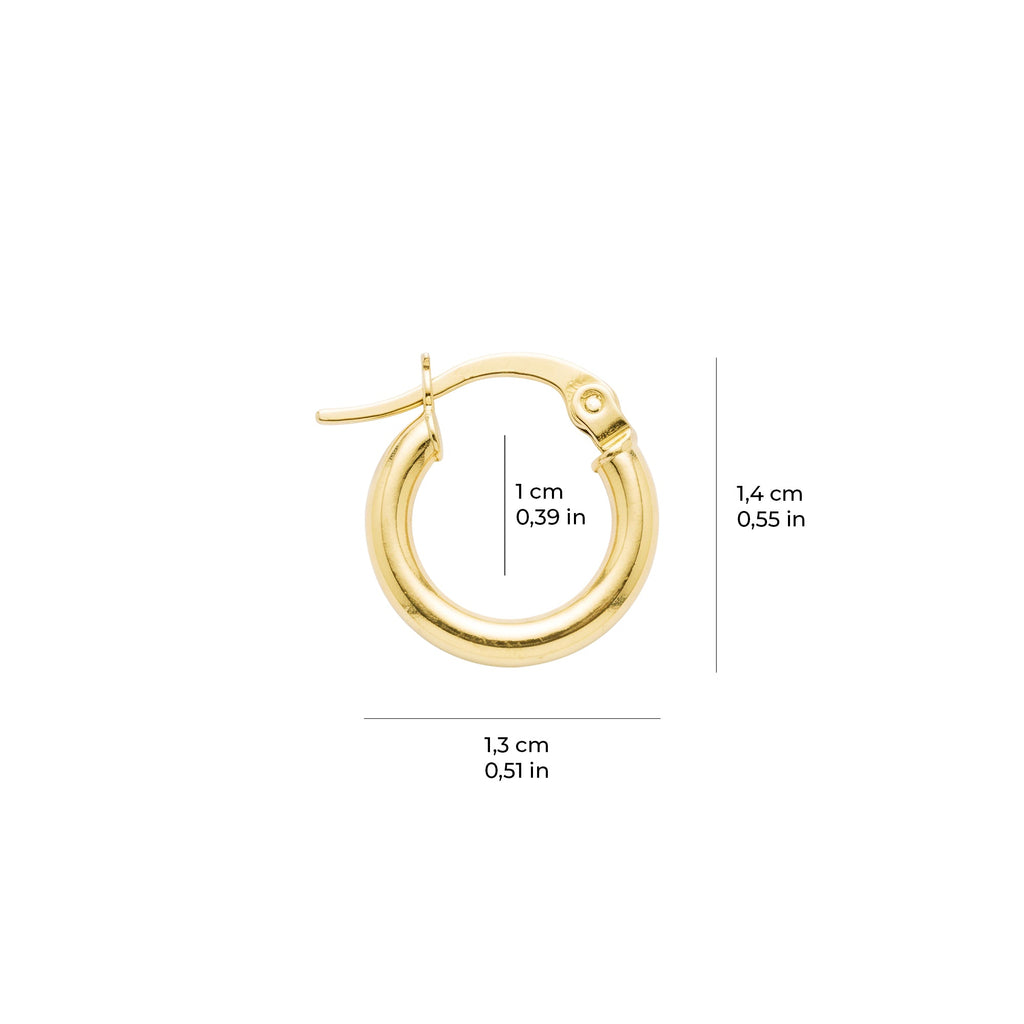 Classic Sparkling Hoop Earrings 14K Solid Gold